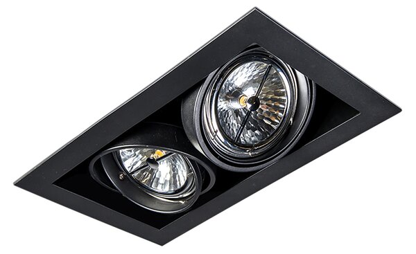 Set 12 vgradnih reflektorjev črne barve AR111 nastavljiv 2-lučni - Oneon