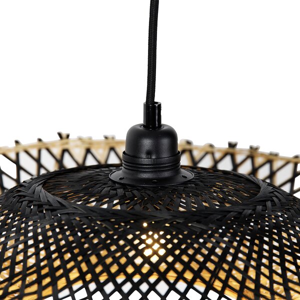 Orientalna viseča svetilka črna z bambusom 50cm - Rina