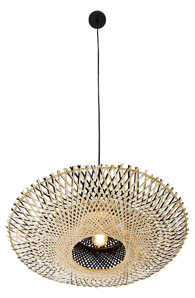 Orientalna viseča svetilka črna z bambusom 50cm - Rina