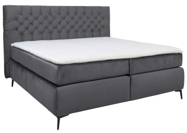 BOXSPRING POSTELJA 160 cm x 200 cm , tekstil siva