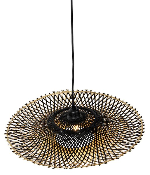 Orientalna viseča svetilka črna z bambusom 50cm - Rina