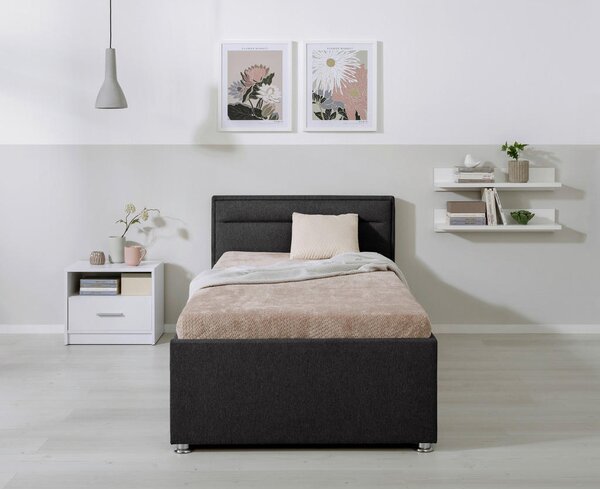 OBLAZINJENA POSTELJA 90 cm x 200 cm , les, kovina, umetna masa, tekstil antracit