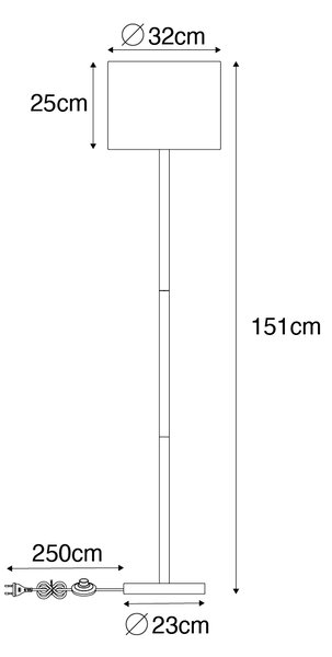 Podeželska stoječa svetilka les z lanenim senčnikom natural 32 cm - Mels