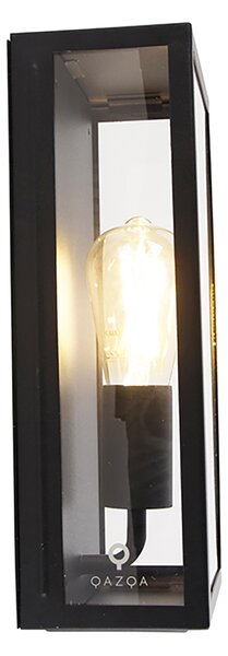 Set 2 zunanjih stenskih svetilk črne barve IP44 s steklom - Rotterdam