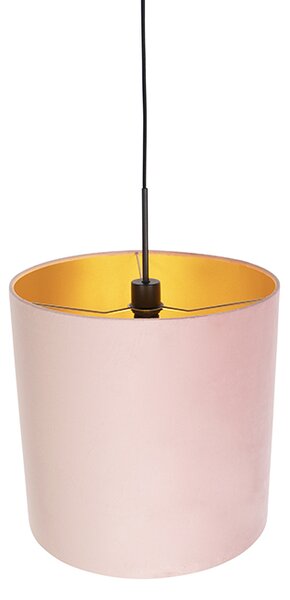 Visiča svetilka s sivo-roza žametno kapico z zlatom 40 cm - Combi