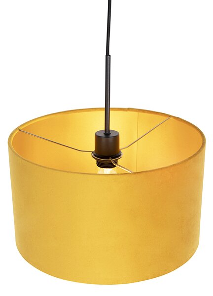 Visilna svetilka z žametno senčilo oker z zlatom 35 cm - Combi
