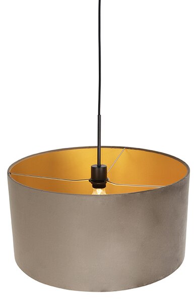Visilna svetilka s taupe žametno senčilom z zlatom 50 cm - Combi