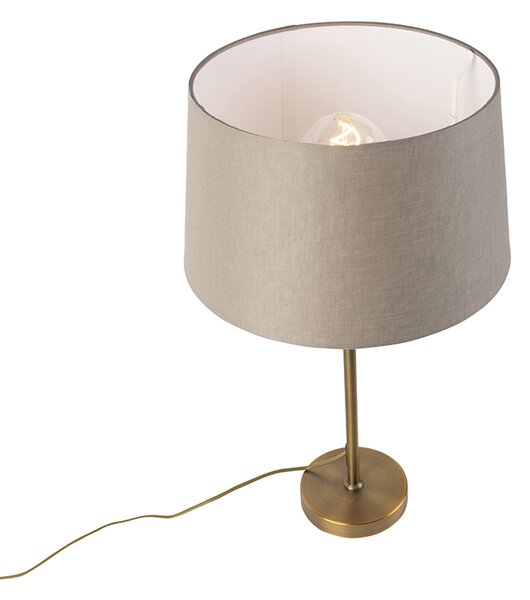 Bronasta namizna svetilka s platnenim odtenkom taupe 35 cm - Parte