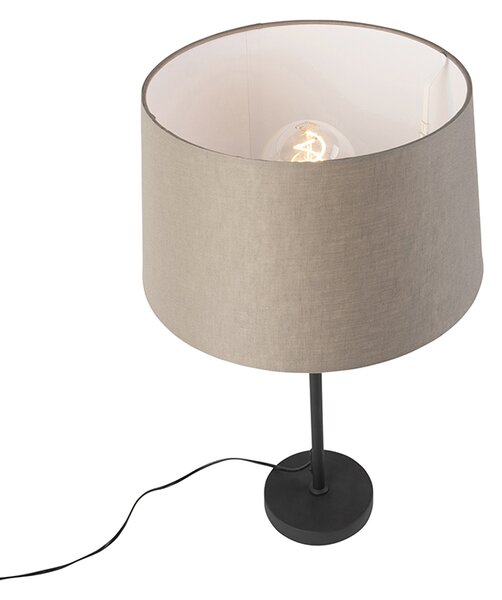Namizna svetilka črna z laneno abazurno taupe 35 cm nastavljivo - Parte