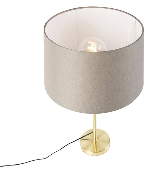 Namizna svetilka zlata/bronasta s platnenim odtenkom taupe 35 cm - Parte
