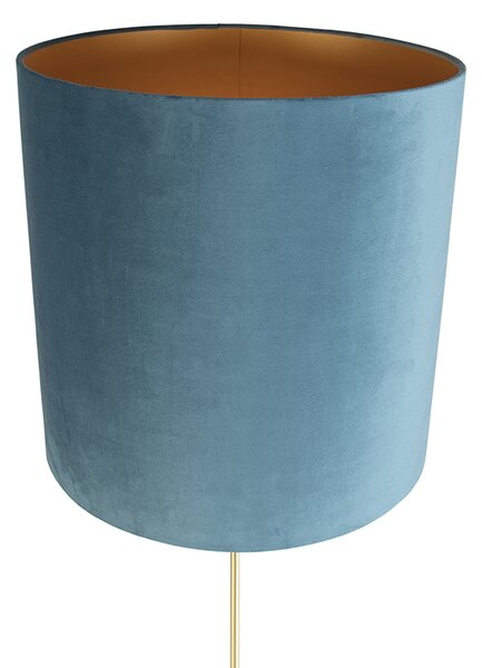 Stoječa svetilka zlata/bronasta z modrim žametnim odtenkom 40/40 cm - Parte