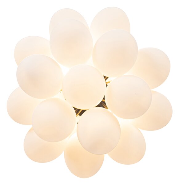 Art Deco stropna svetilka črna z opalom 4-luč - Uvas