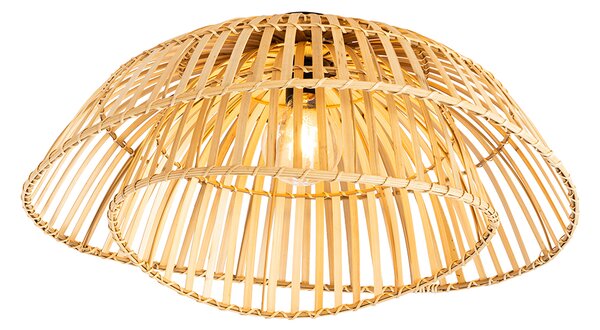 Orientalska stropna svetilka črna z naravnim bambusom 62 cm - Pua