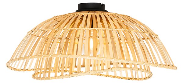 Orientalska stropna svetilka črna z naravnim bambusom 62 cm - Pua