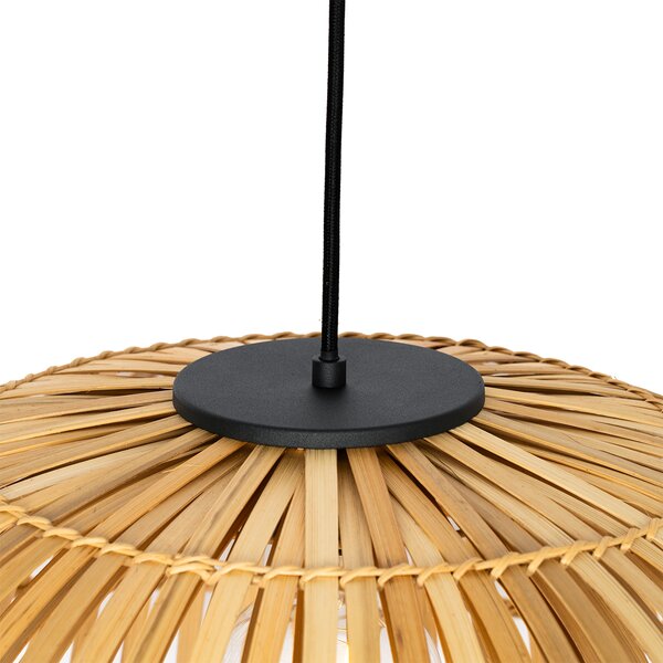 Orientalska viseča svetilka črna z naravnim bambusom 62 cm - Pua