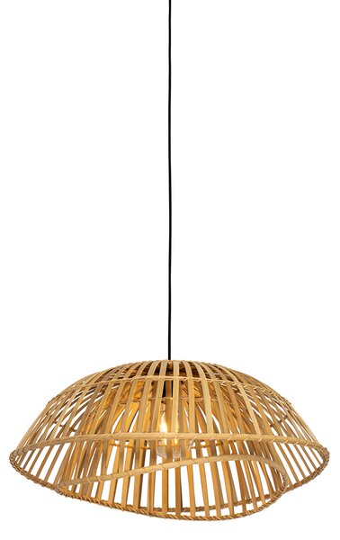 Orientalska viseča svetilka črna z naravnim bambusom 62 cm - Pua