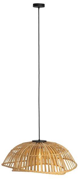 Orientalska viseča svetilka črna z naravnim bambusom 62 cm - Pua