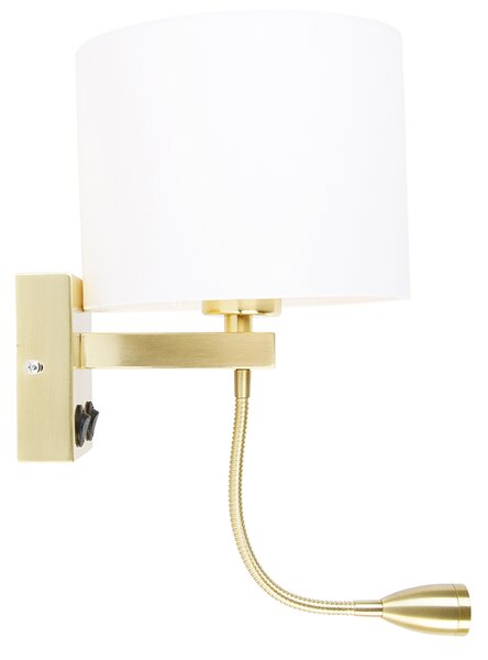 Stenska svetilka zlata z USB in belim odtenkom 18 cm - Brescia Combi
