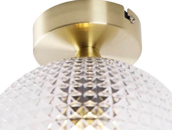 Stropna svetilka Art Deco medenina s prozornim steklom - Sphere