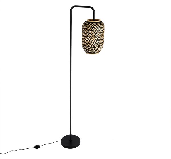 Orientalska talna svetilka iz bambusa s črno barvo - Yvonne