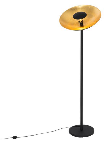 Industrijska stoječa svetilka črna z zlatim notranjim delom 60 cm - Magnax