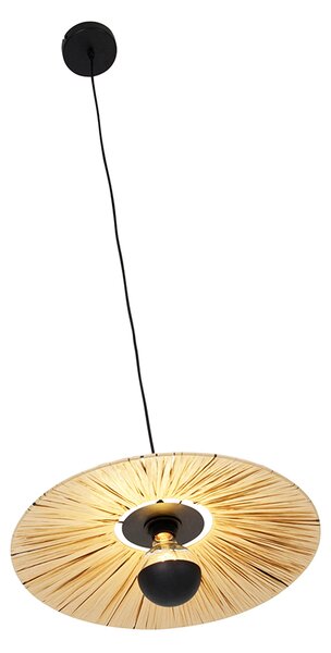 Rustikalna viseča svetilka črna z vrvjo 45 cm - Leia