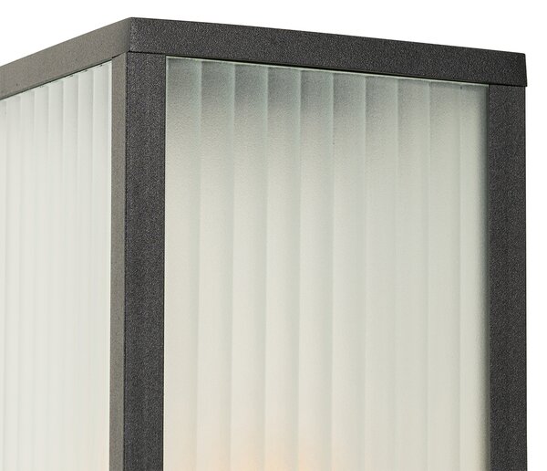 Stoječa zunanja svetilka črna z rebrastim steklom 80 cm IP44 - Charlois