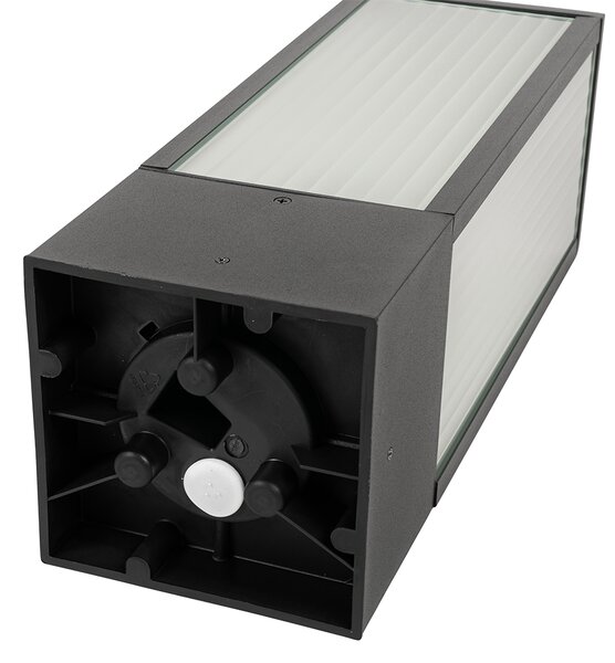 Stoječa zunanja svetilka črna z rebrastim steklom 40 cm IP44 - Charlois