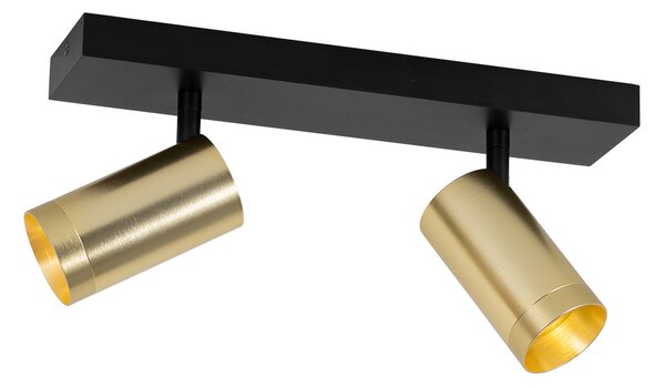 Stropni reflektor črne barve z zlatom, nastavljiv, 2-luč - Jeana Luxe