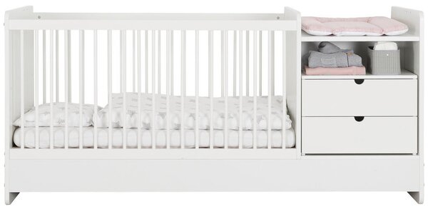 OTROŠKA POSTELJICA All in One bukev masivno 205/75/95 cm bela