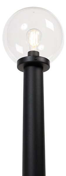 Stoječa zunanja svetilka črna s prozorno kroglo 100 cm IP44 - Sfera