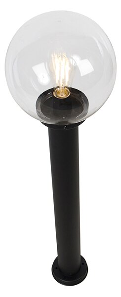 Stoječa zunanja svetilka črna s prozorno kroglo 100 cm IP44 - Sfera