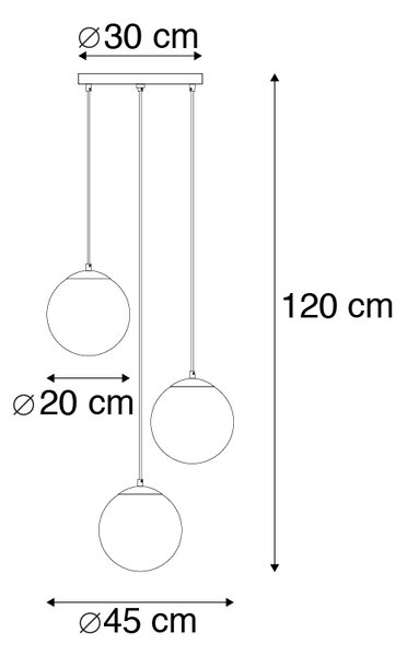 Pametna viseča svetilka medenina vklj. 3 WiFi ST64 z modrim steklom - Pallon