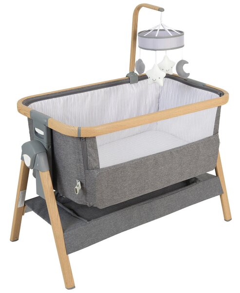 OBPOSTELJNA POSTELJICA Elegance 102/54/69-81 cm naravne barve, temno siva