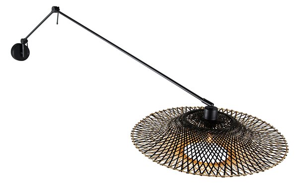 Stenska svetilka črna z ratanovim odtenkom 50 cm nastavljiva - Blitz