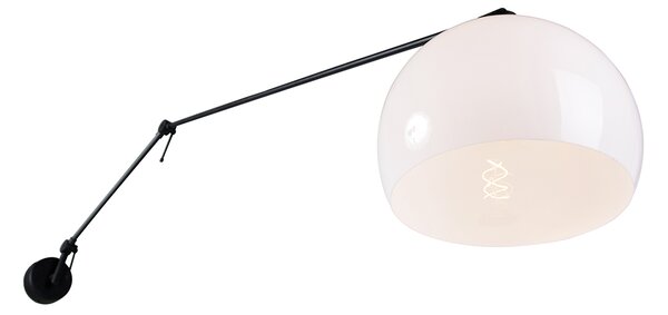 Stenska svetilka črna z odtenkom belo 30 cm nastavljiv - Blitz