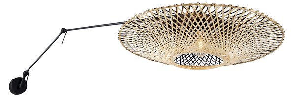 Stenska svetilka črna z ratanovim odtenkom 50 cm nastavljiva - Blitz
