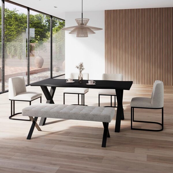 Bessagi Home Jedilna Miza Laurel, Črna, 180x90