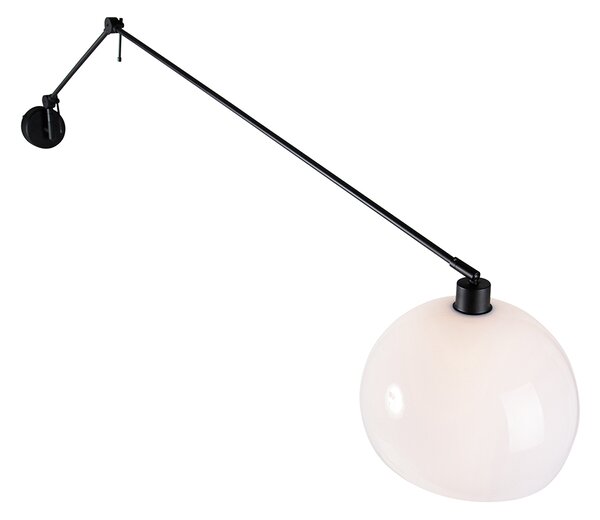 Stenska svetilka črna z odtenkom belo 30 cm nastavljiv - Blitz