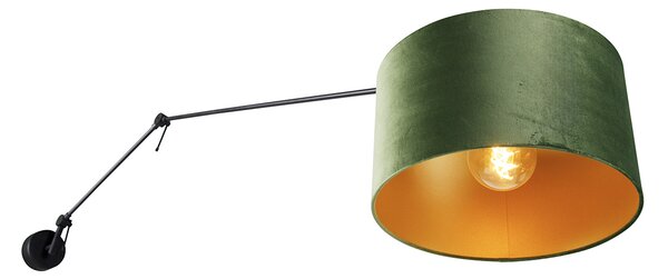 Stenska svetilka črna z zelenim žametnim odtenkom 35 cm nastavljiva - Blitz