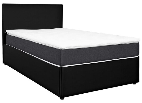 POSTELJA Z VZMETNICO 120 cm x 200 cm , tekstil, leseni material antracit, črna