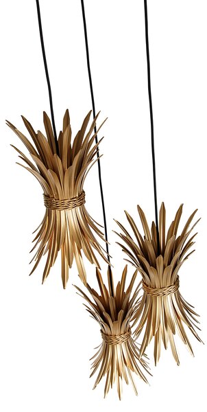 Visiča svetilka v slogu Art Deco zlata 3-lučna - Wesley