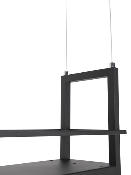 Industrijska viseča svetilka črna s 4-lučnim stojalom - Cage Rack
