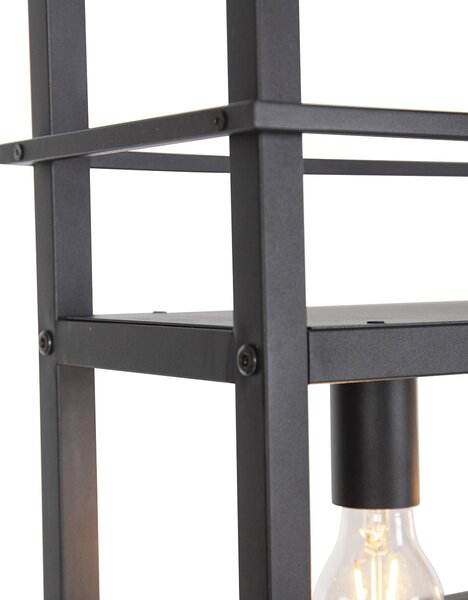 Industrijska viseča svetilka črna s 4-lučnim stojalom - Cage Rack