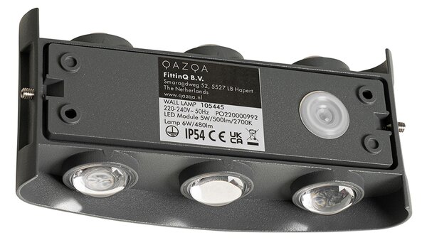 Zunanja stenska svetilka temno siva, vključno z LED 6-luč IP54 - Silly