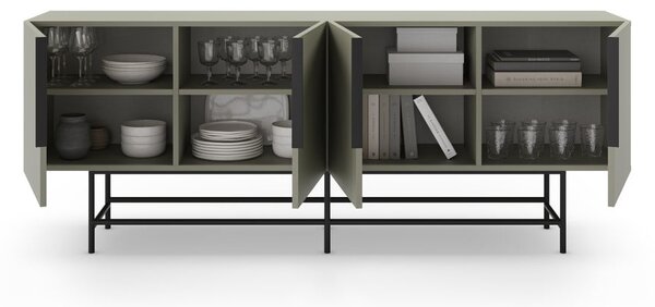 Zeleno-siva nizka komoda 200x77,5 cm Eldia – Marckeric