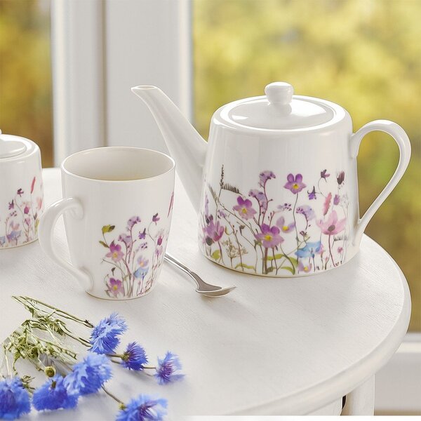 Bel/vijoličen porcelanast čajnik 1 l Louka – Orion