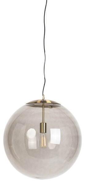 Moderna viseča svetilka medenina s sivim steklom 50 cm - Ball