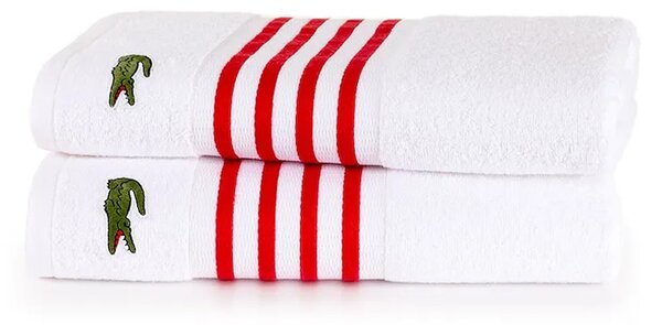 Lacoste Srednje velika bombažna brisača Lacoste LCOURTLI Rouge 90 x 150 cm