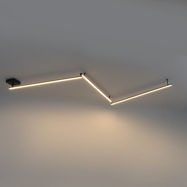 Črna stropna svetilka 300 cm z LED 3-stopenjsko zatemnitvijo in nastavljivo - Annuschka